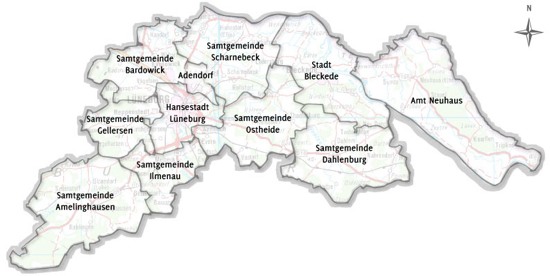 Kreisgebiet mit Samtgemeindegrenzen